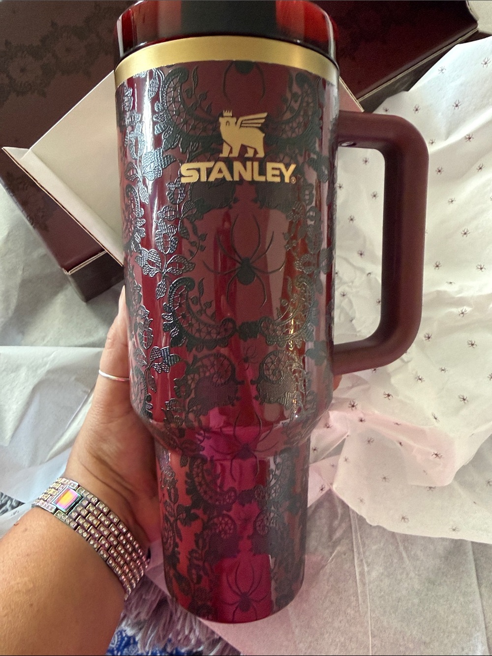 Stanley Bordeaux Lace Black Spider Quencher 40oz